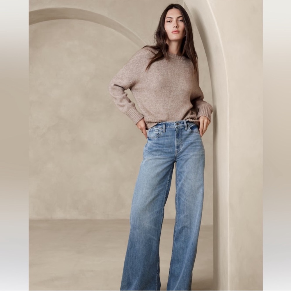 Banana Republic Wide Leg Light Wash Puddle Jean Size 32/14
